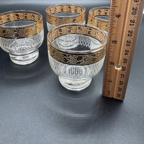 MCM Culver Tylor 22K gold rim ribbed Set of 4 Rolly Polly glasses - Picture 6 of 7